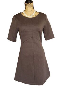 Banana Republic Womens Dress 4 Gray Textured Short Sleeve Fit Flare Elegant
